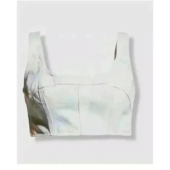 NEW Frame Women's Blue Printed Seamed Bustier Denim Cropped Tank Top Size XS - Picture 3 of 9